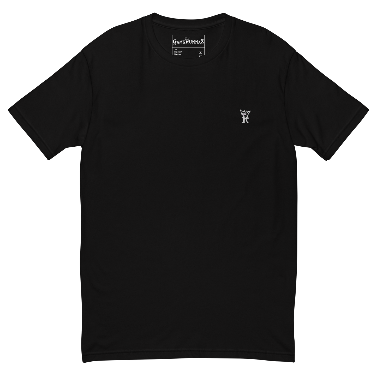 Black Men's Fitted Tee With Embroidered Crown "R" Logo